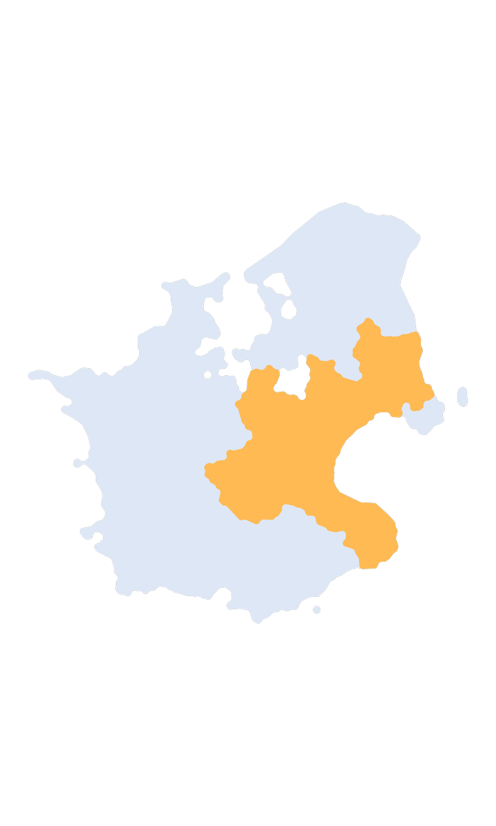 Kort over vores dækningsområde på Sjælland